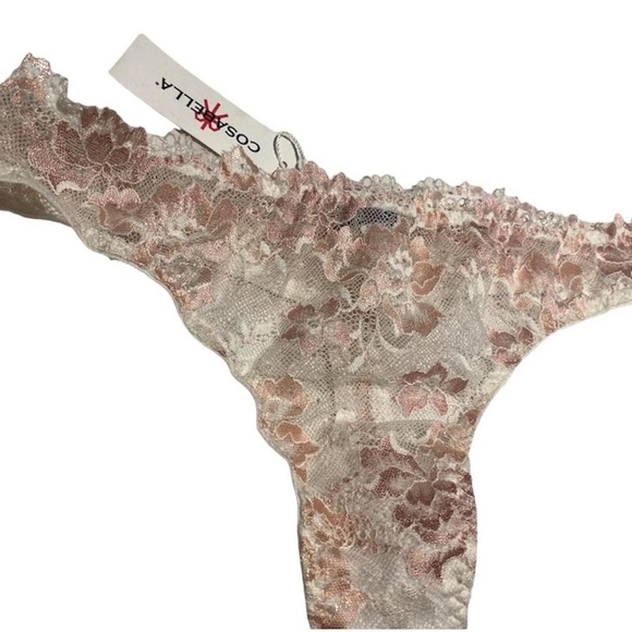 Pink and white lace thong - Picture 2 of 4